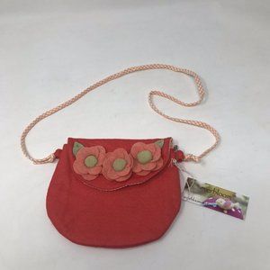 Everbloom Studio Girls Dark Orange Felt Purse with Flowers NEW
